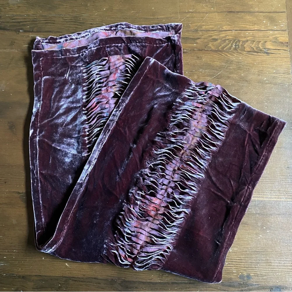 Unbranded Artsy Smoky Mauve Silk Velvet Scarf Burn-Out Abstract Bohemian 12”x66”